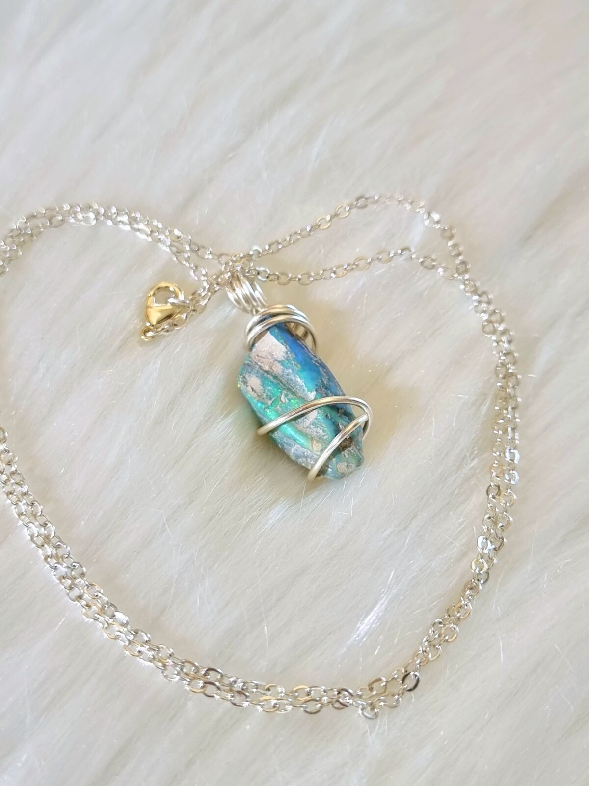 Wood Fossil Lightning Ridge Opal Necklace - Image 4