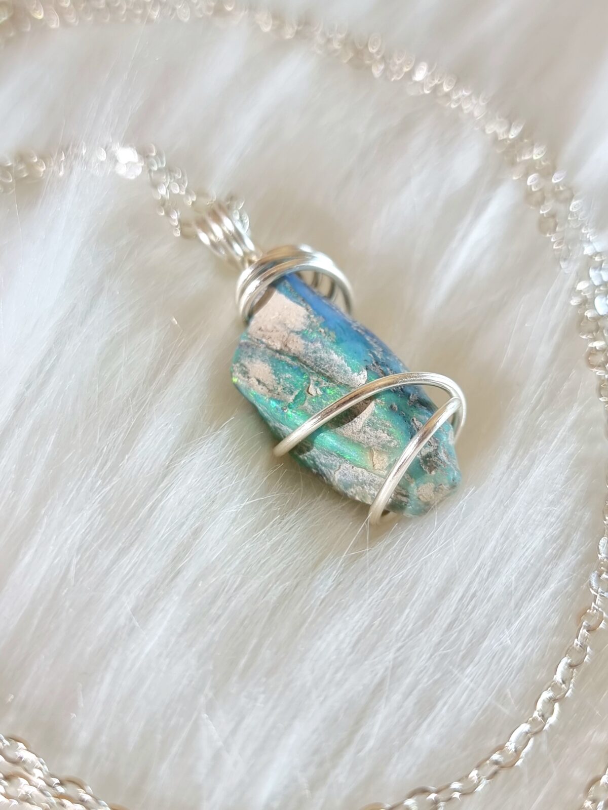 Wood Fossil Lightning Ridge Opal Necklace - Image 5
