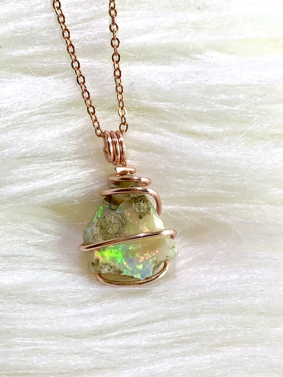Multi Color Play Rough Welo Opal Necklace - Image 2