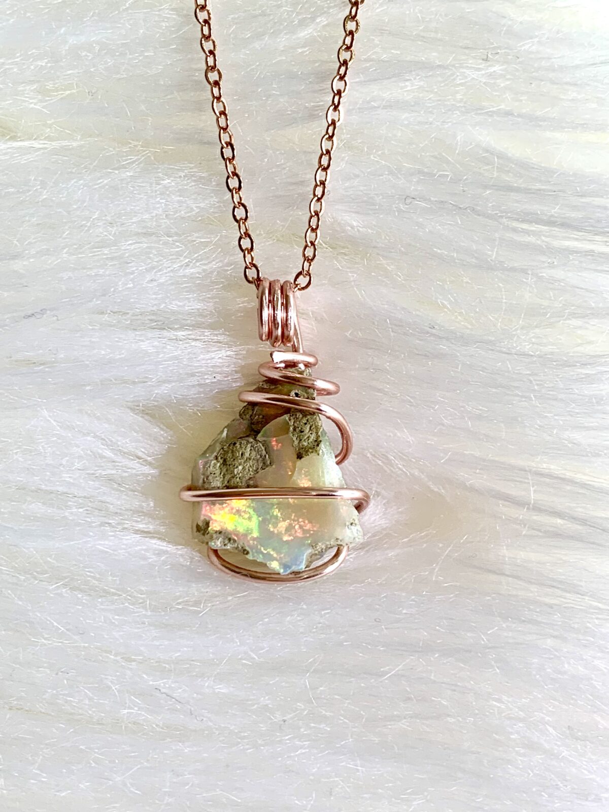 Multi Color Play Rough Welo Opal Necklace - Image 3