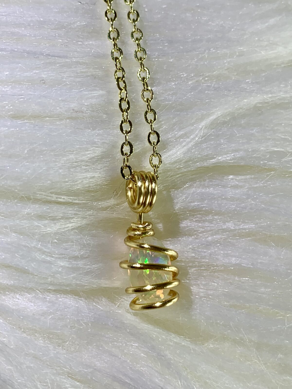 Dainty Multi Color Welo Opal Necklace - Image 2