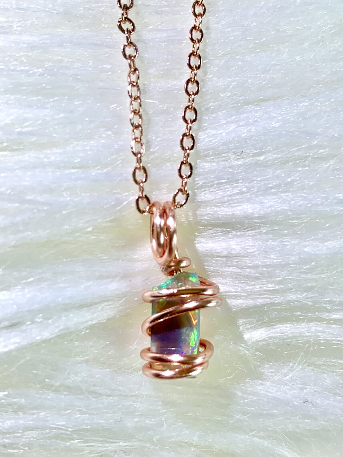 Semi Black Lightning Ridge Opal Necklace