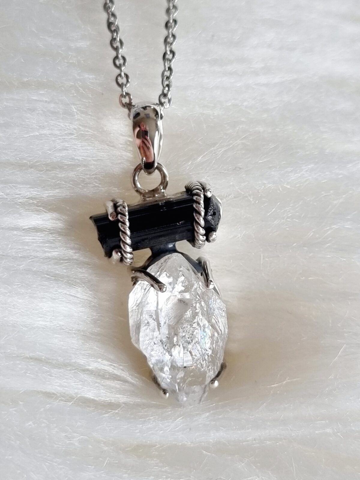 Herkimer Diamond with Black Tourmaline Necklace