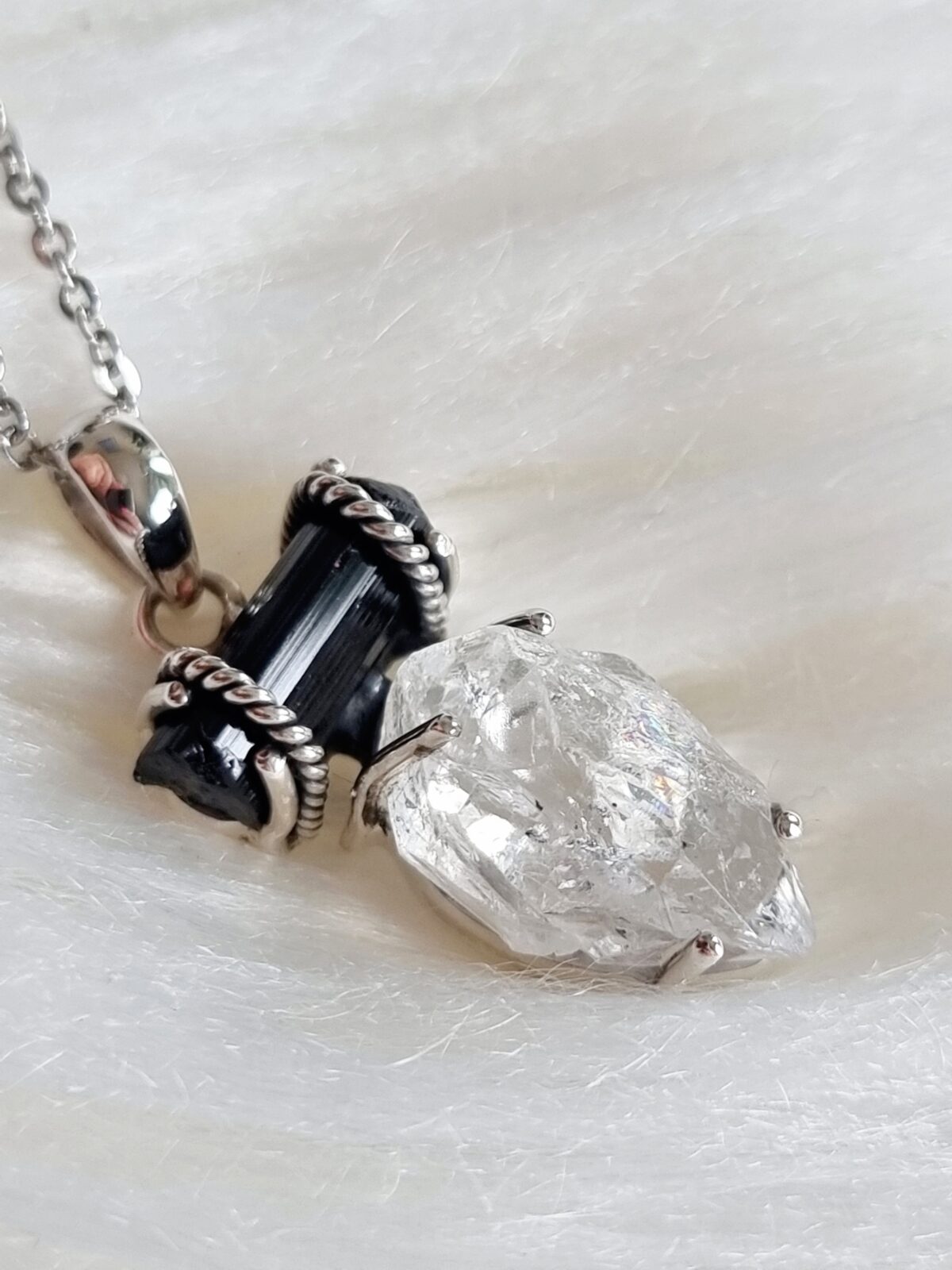 Herkimer Diamond with Black Tourmaline Necklace - Image 3