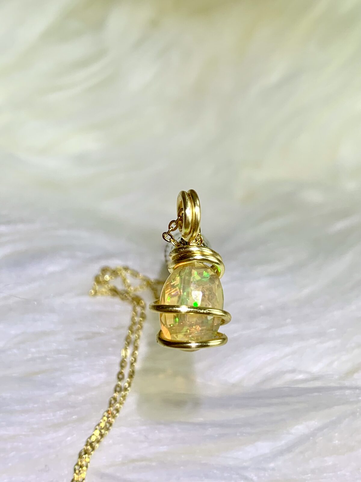Dainty Multi Fire Welo Opal Necklace - Image 2