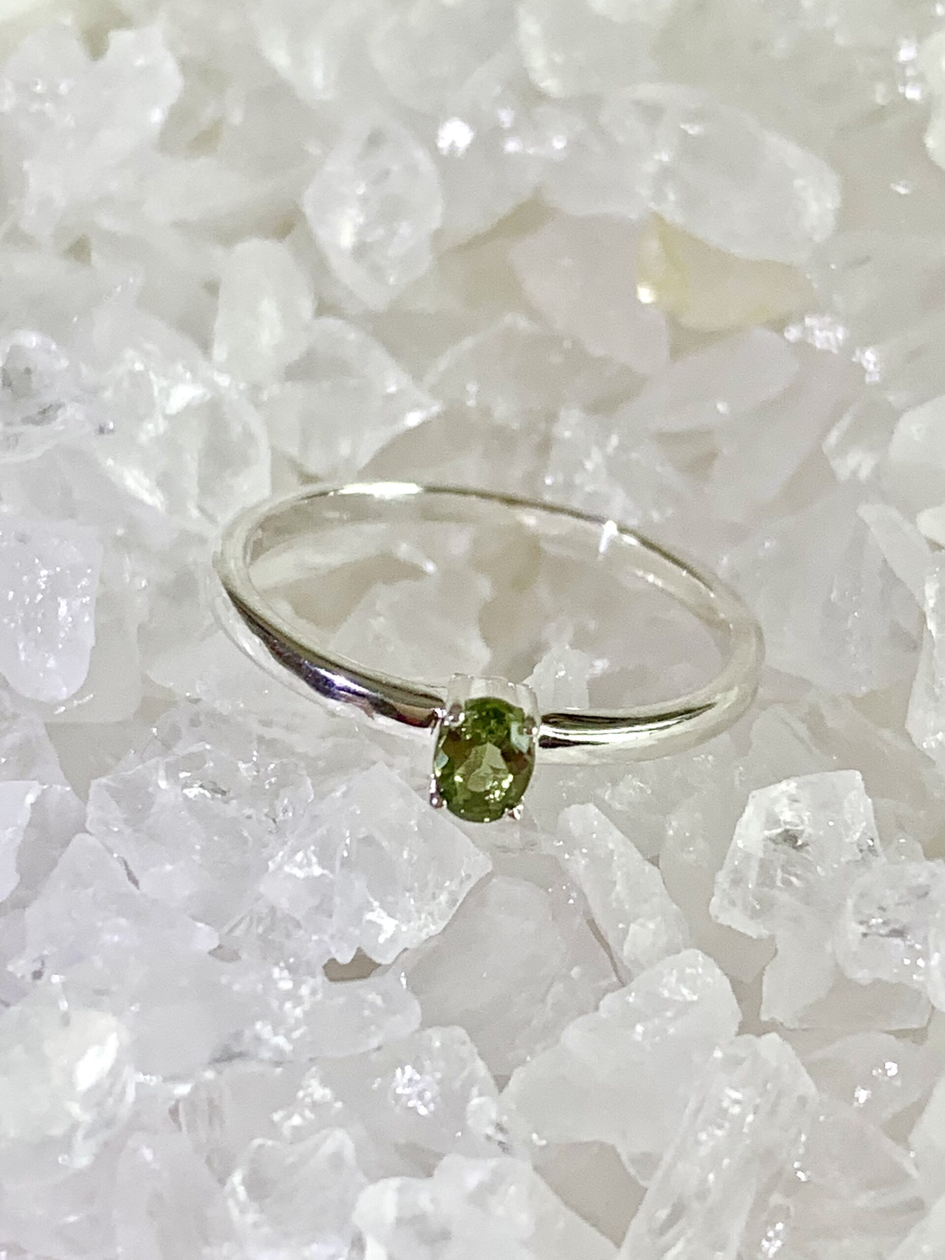 Faceted Moldavite Ring Sterling Silver (US SIZE 7)