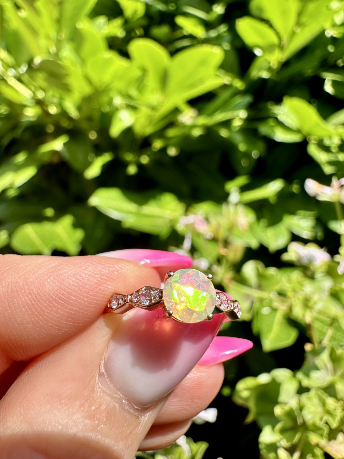 Multi Fire Welo Opal Ring 18ct Rose Gold Vermeil (US SIZE 5)