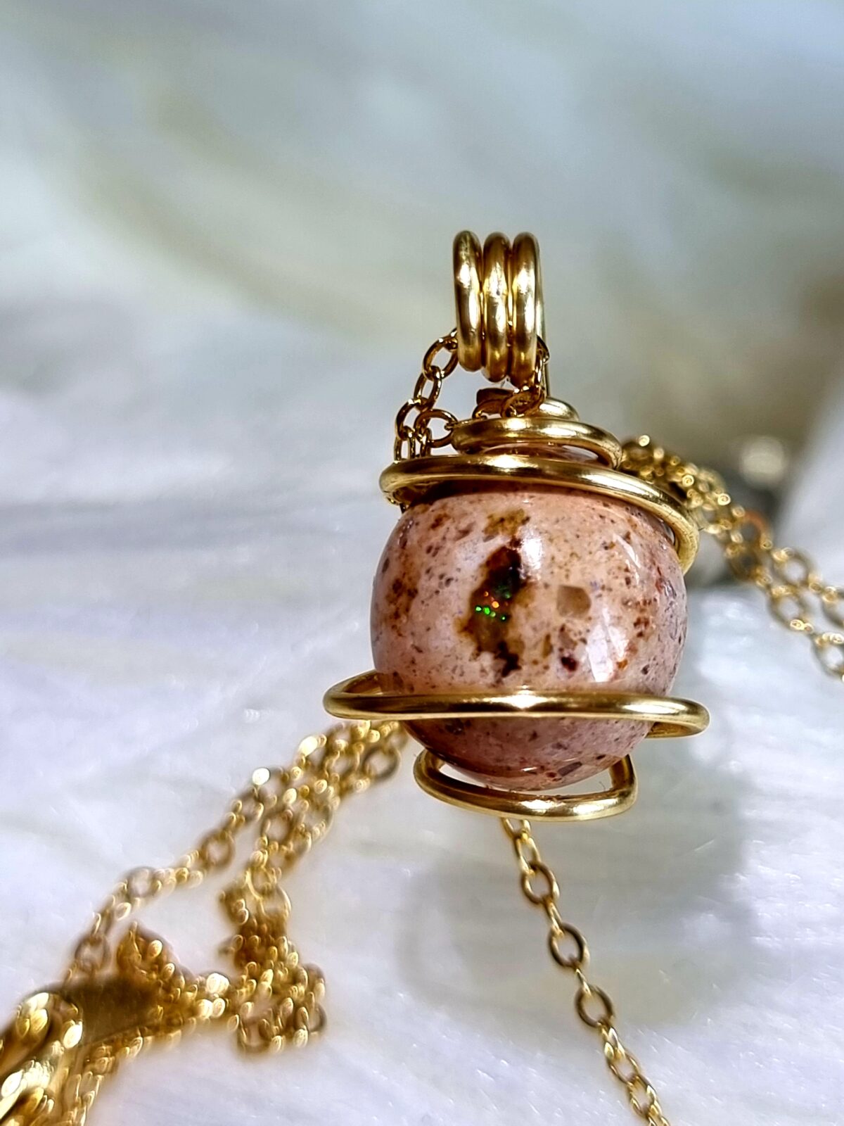 Mexican Cantera Fire Opal Necklace - Image 4