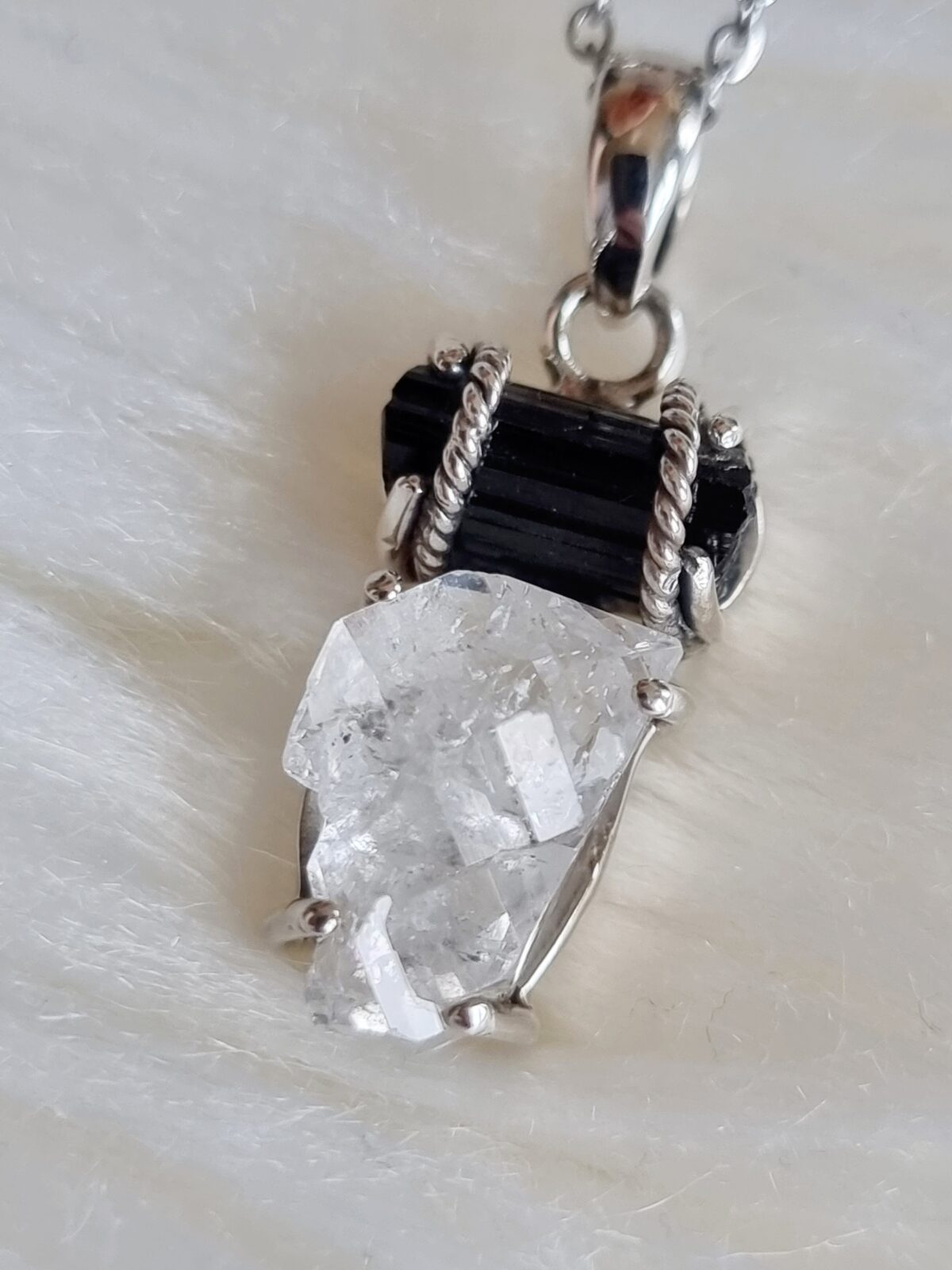 Herkimer Diamond with Black Tourmaline Necklace - Image 2