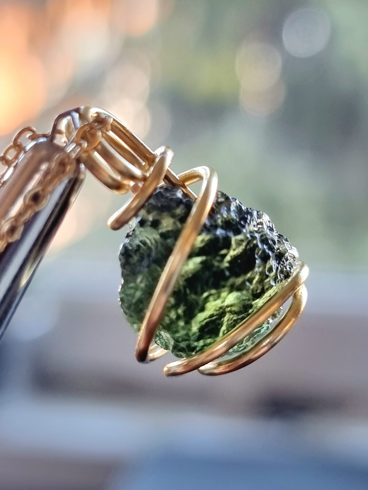 Chlum Moldavite Necklace gold plated - Image 2
