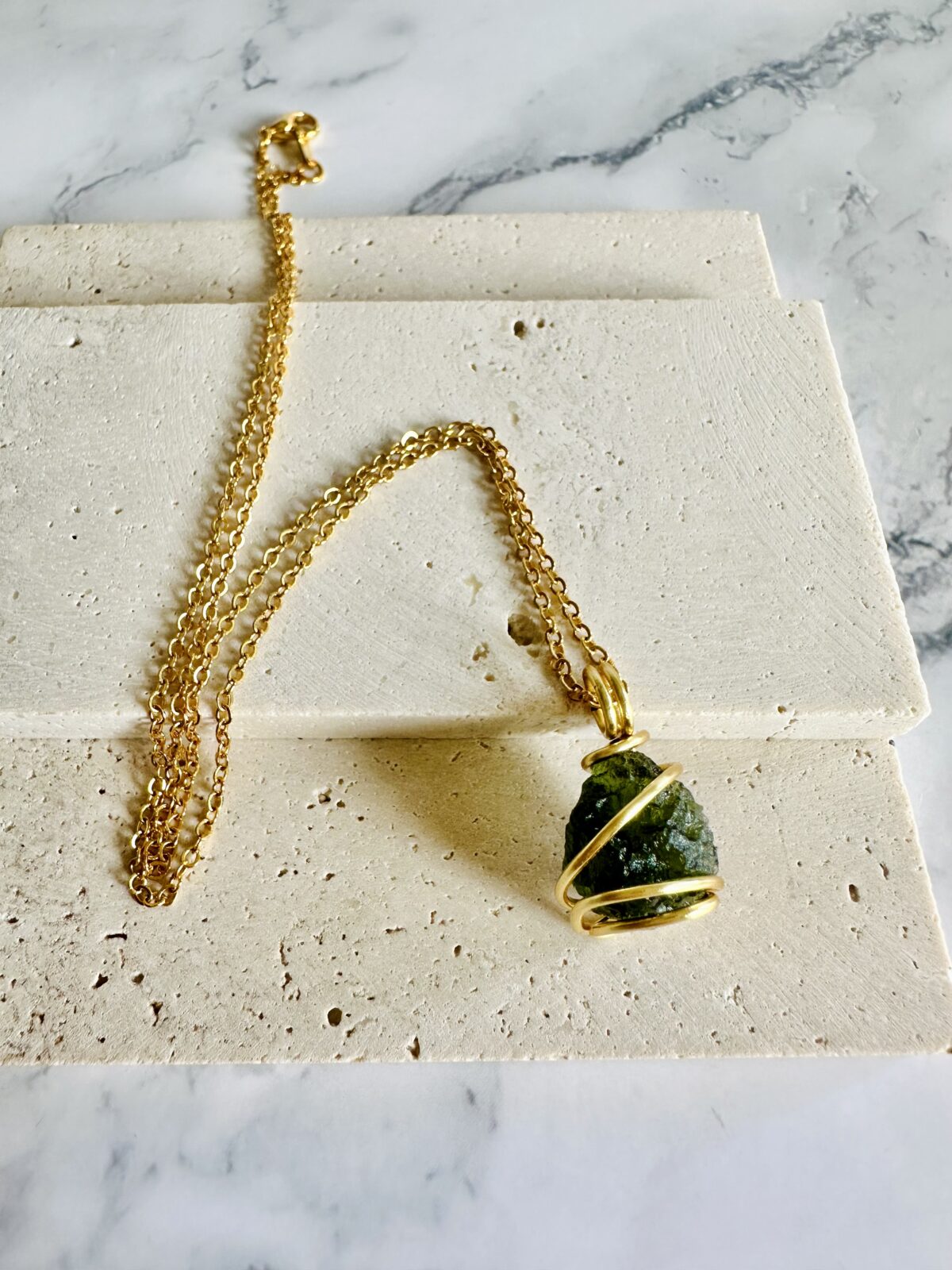 Chlum Moldavite Necklace gold plated - Image 3