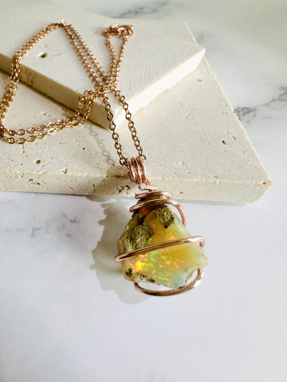 Multi Color Play Rough Welo Opal Necklace - Image 5