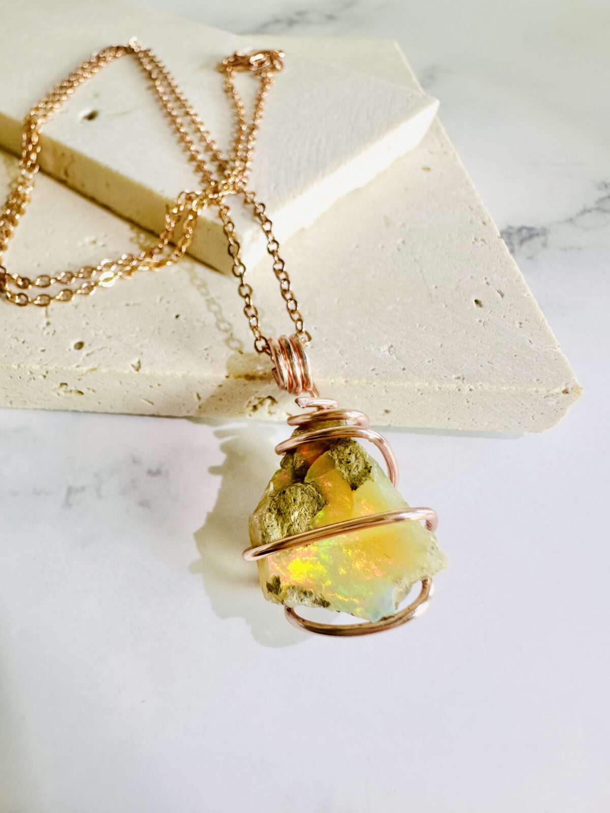 Multi Color Play Rough Welo Opal Necklace