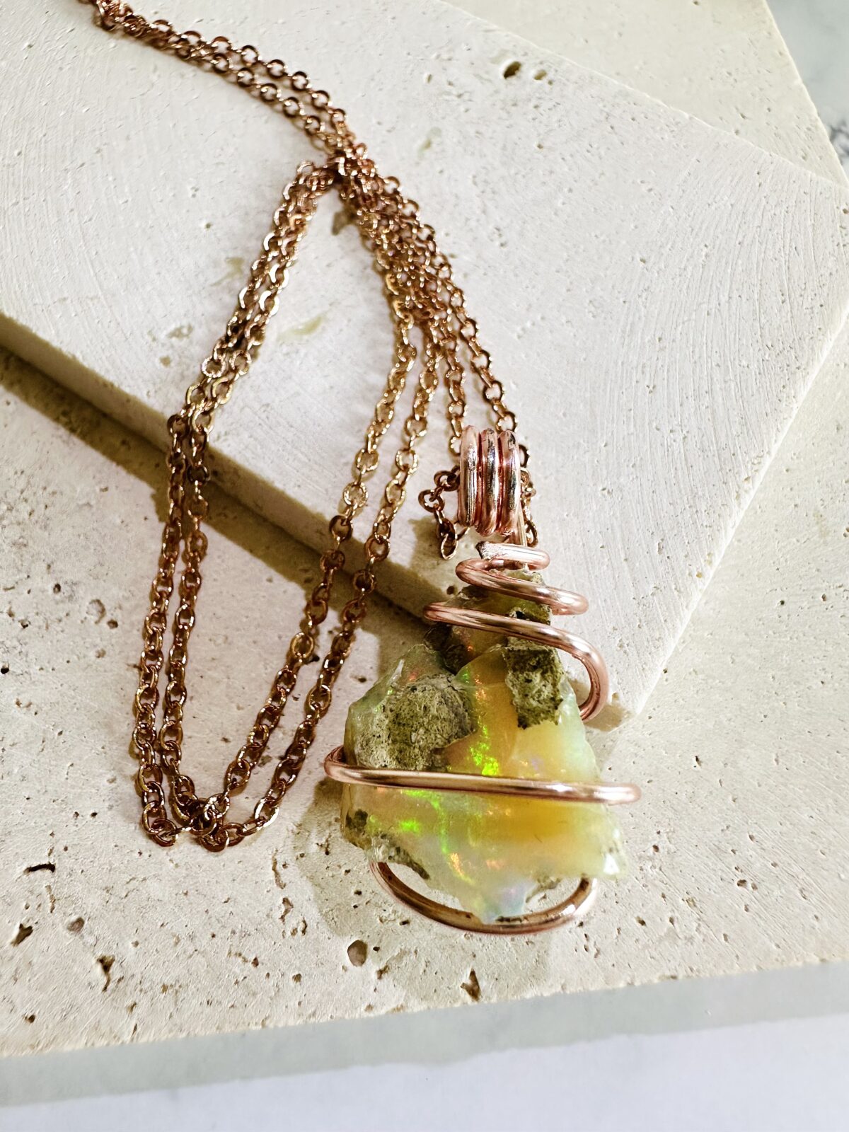 Multi Color Play Rough Welo Opal Necklace - Image 4