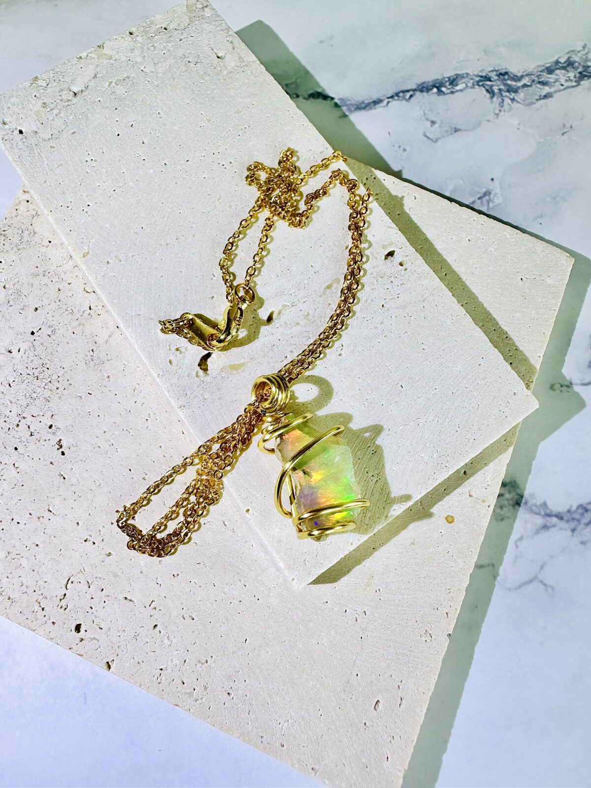 Intense Green Orange Welo Opal Necklace - Image 5