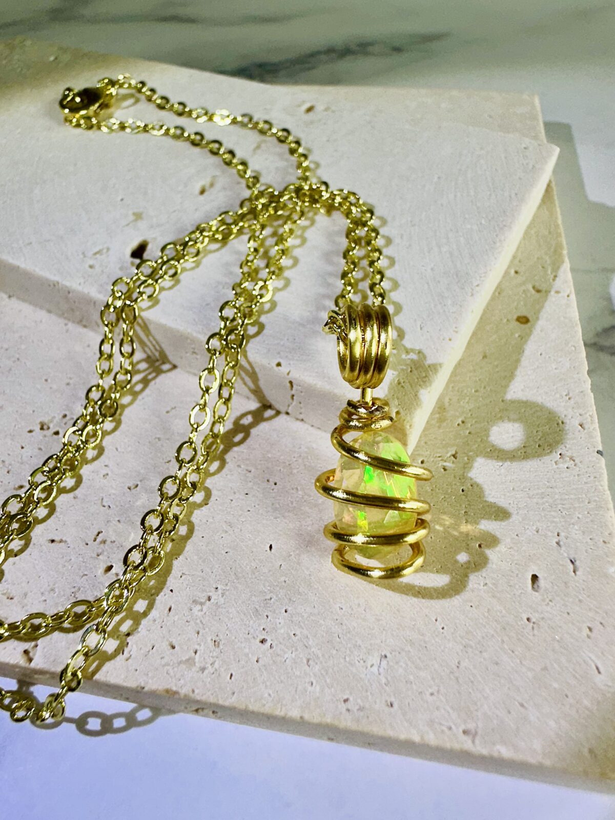 Dainty Multi Color Welo Opal Necklace