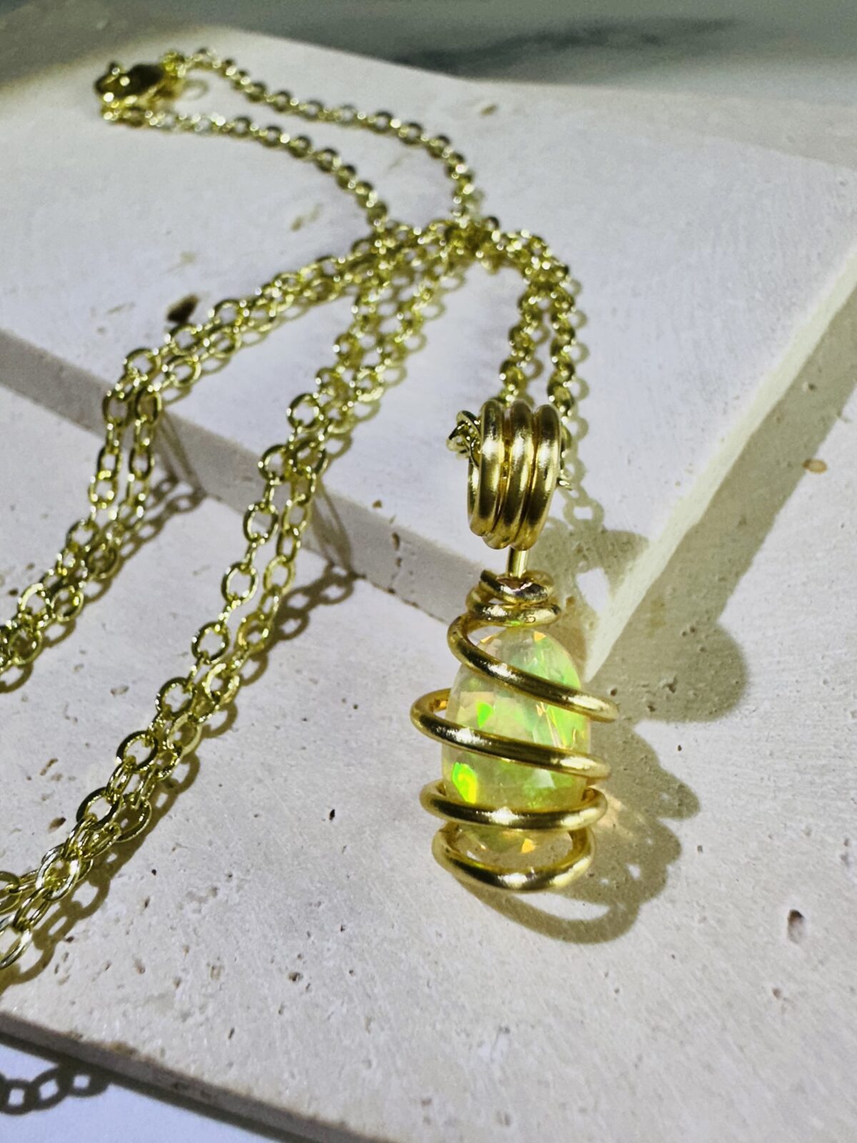 Dainty Multi Color Welo Opal Necklace - Image 3