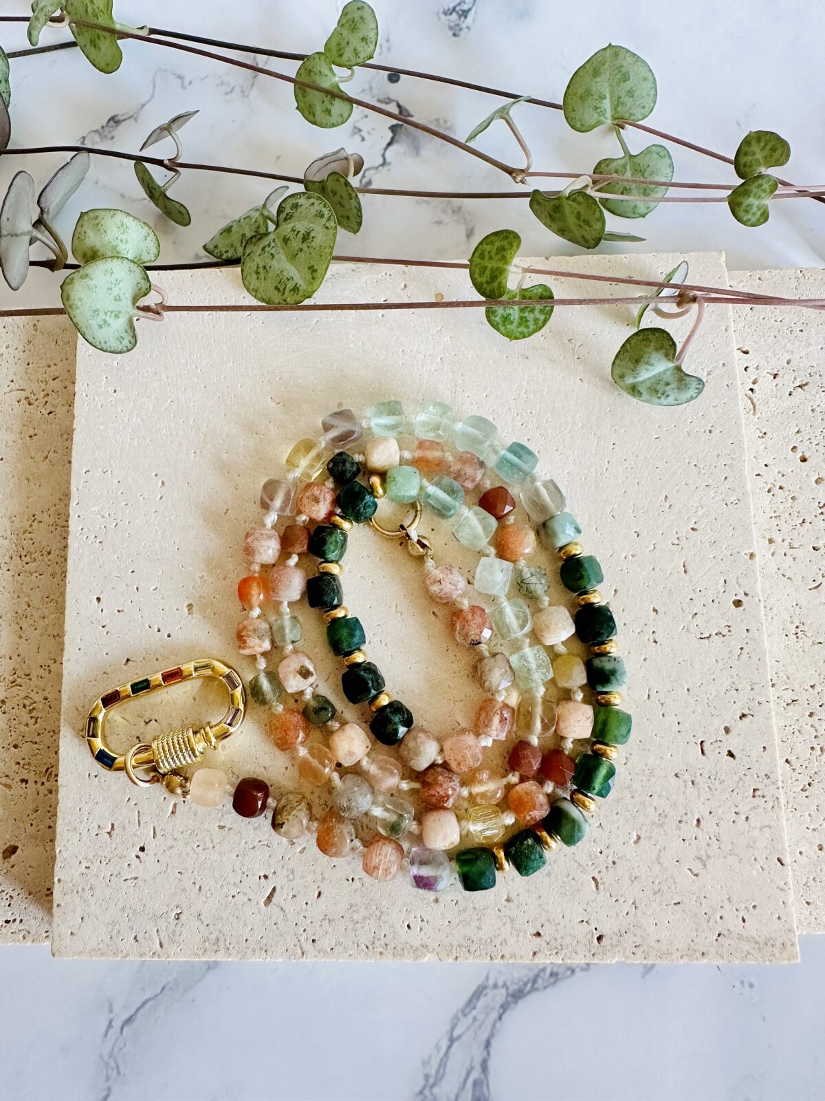 "Mossy Fall" Gemstone Necklace
