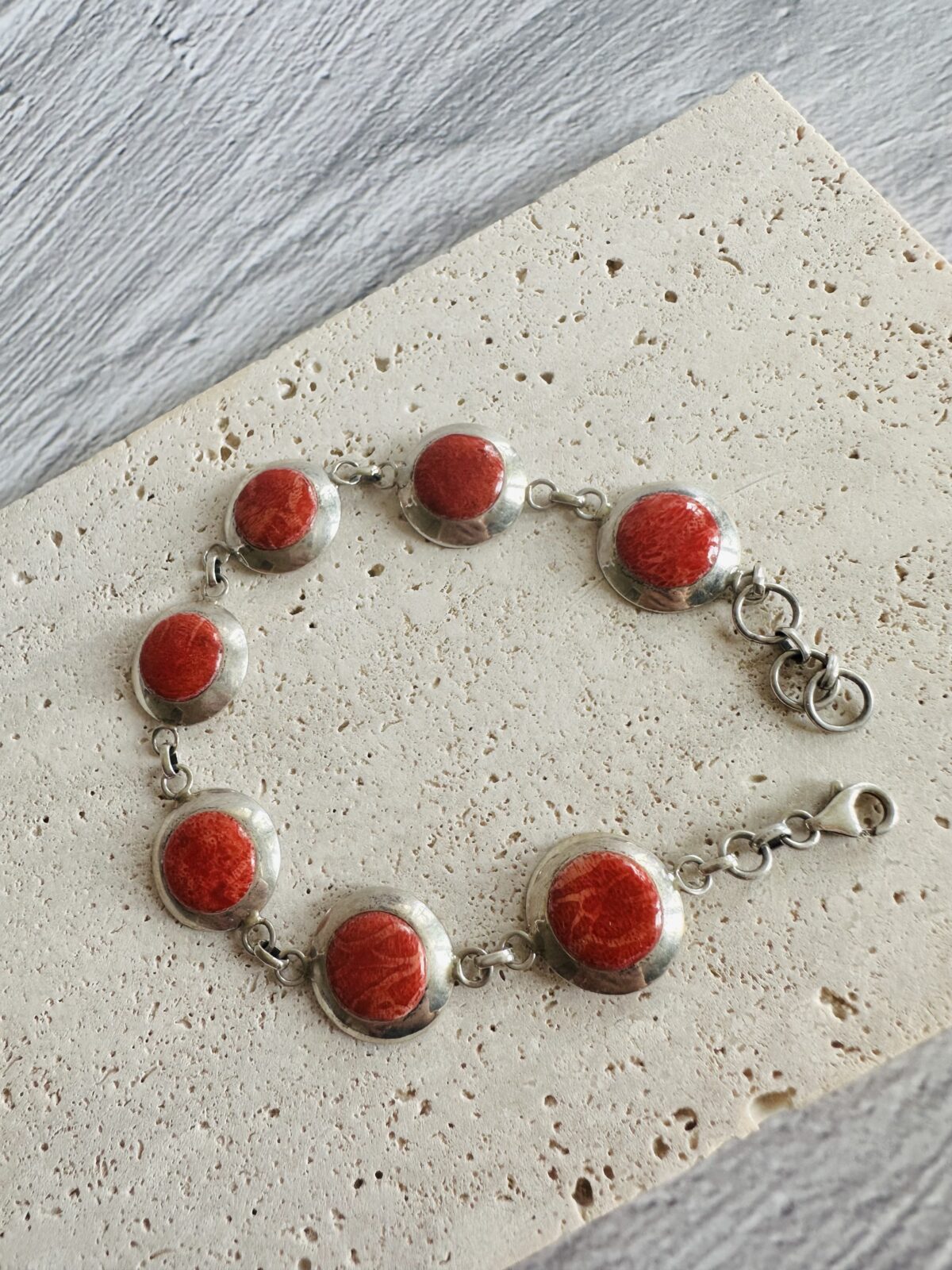 Vintage Red Jasper Bracelet 925 Sterling Silver