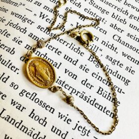 Vintage 14k / 585 Yellow Gold Bracelet With Miraculous Medal, Made in Italy