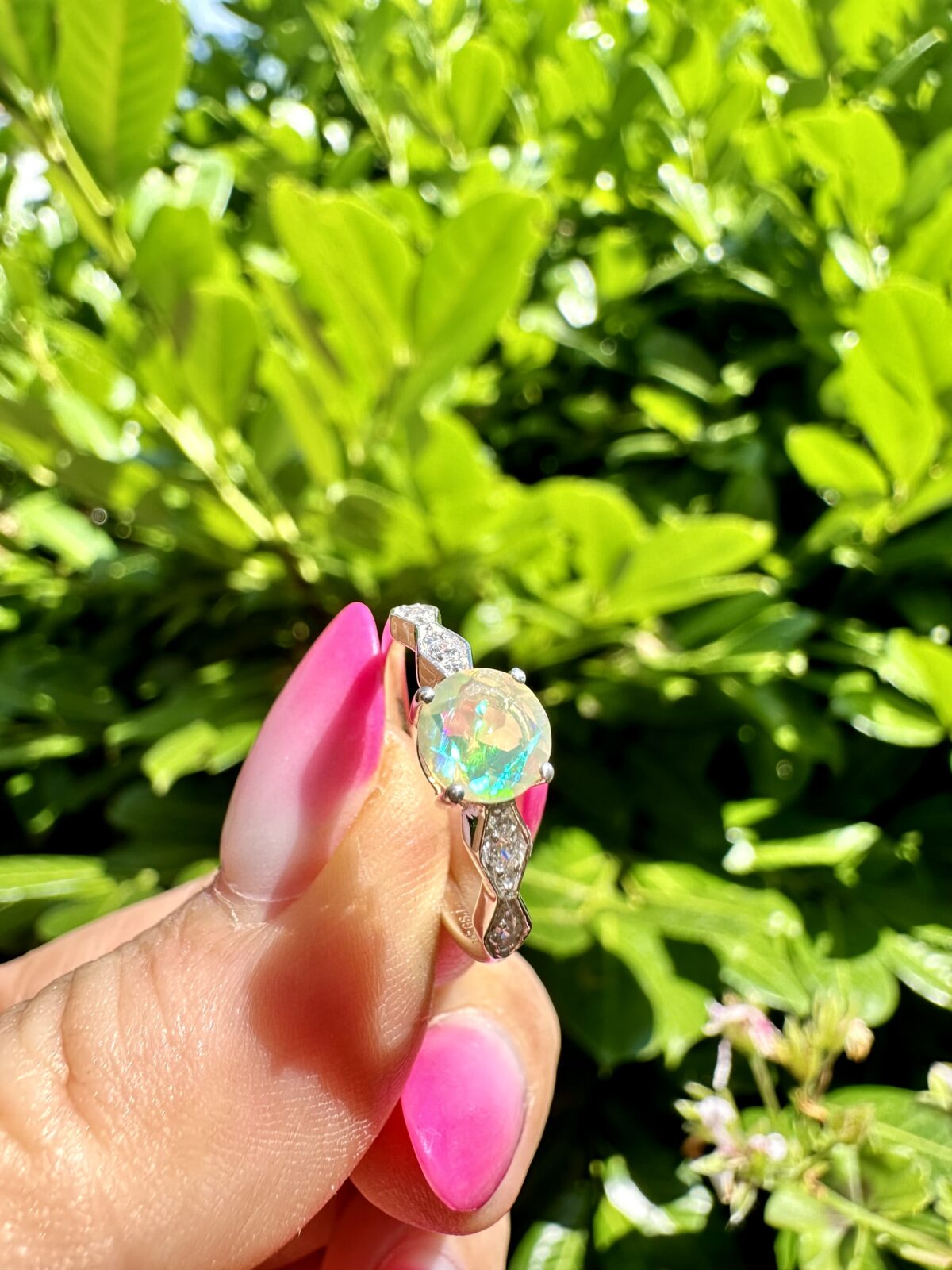 Multi Fire Welo Opal Ring Sterling Silver (US SIZE 6) - Image 2