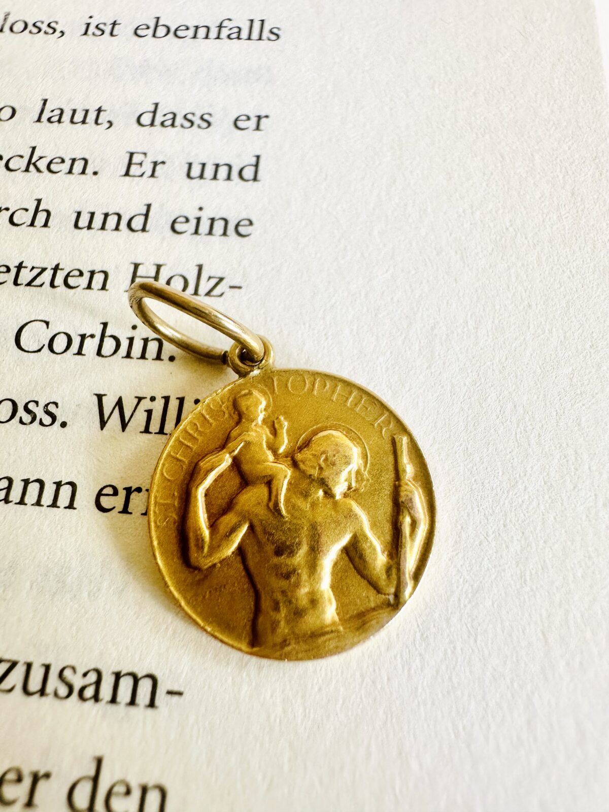 Vintage 9ct Solid Gold St Christopher Pendant P. Vincze