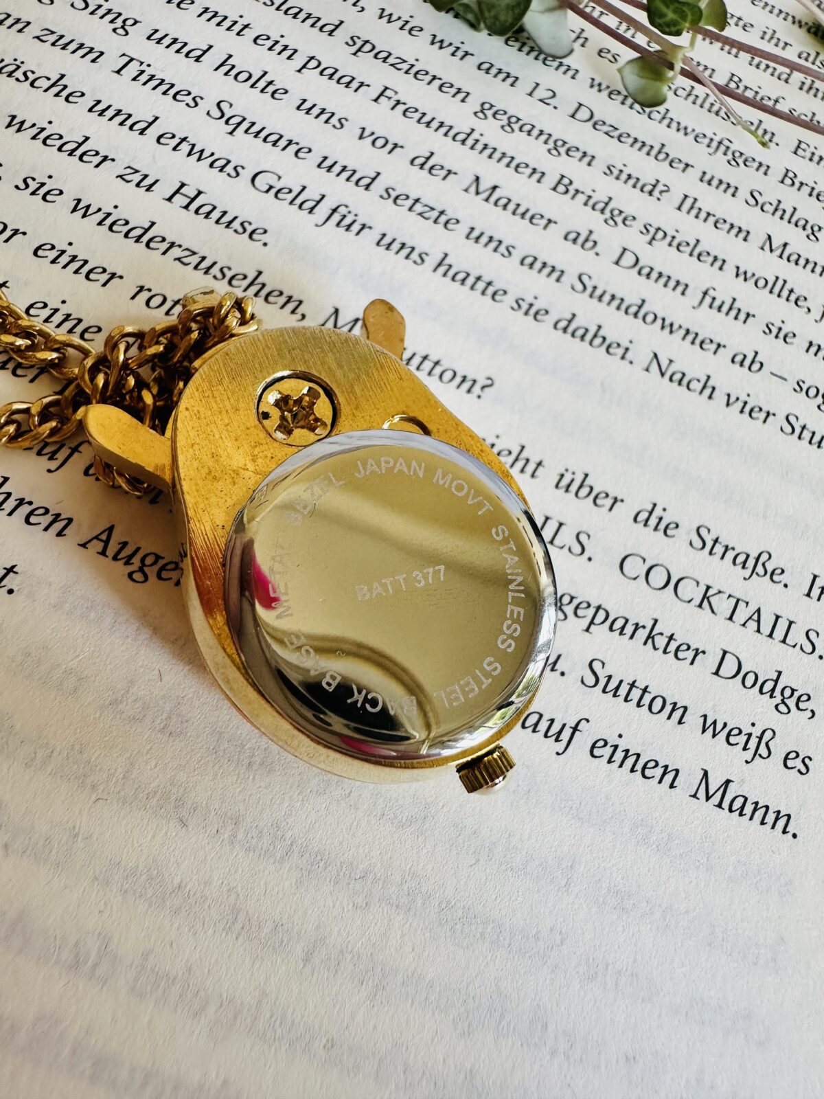 Vintage Gold Tone Ladybug Watch Pendant Necklace - Image 3
