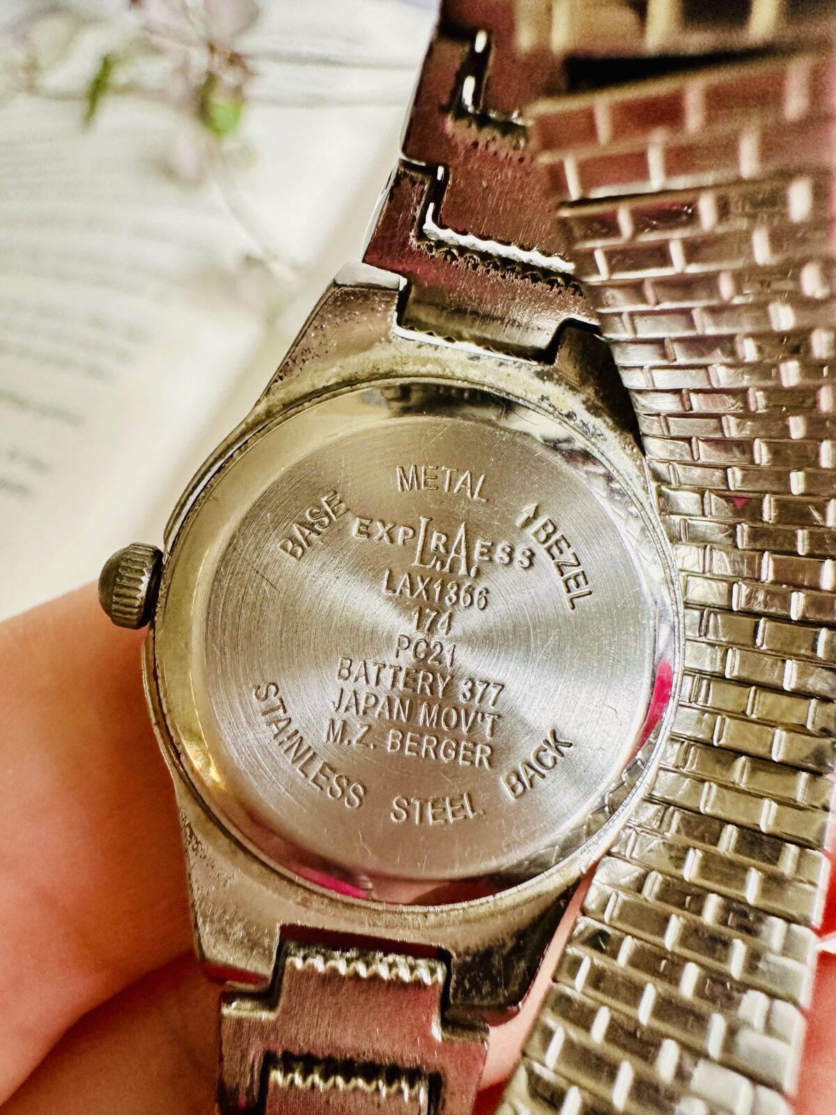 Vintage Silver Tone Ladies Watch With Iridescent Face - Image 3