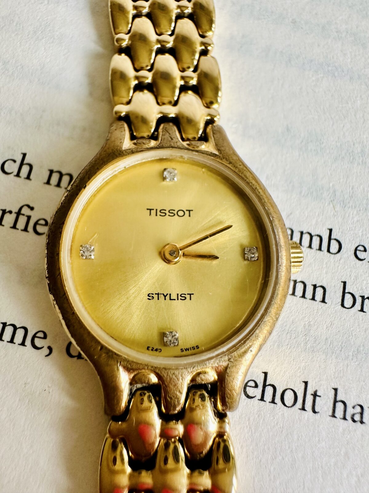 Vintage Tissot Stylist Swiss Ladies Gold & Diamond Watch E240 - Image 2